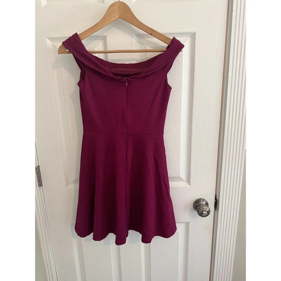 Lulus Season Of Fun Magenta Off The Shoulder Skater Fit and Flare Dress Size S - Picture 3 of 10